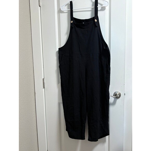 Loose Bib overalls jumpsuit cotton linen blend size L - Picture 1 of 6